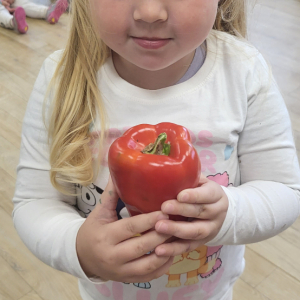 Dziewczynka trzymająca paprykę.