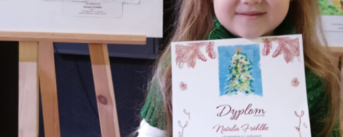 Sukces Natalki w konkursie plastycznym "Projekt pocztówki wigilijnej"